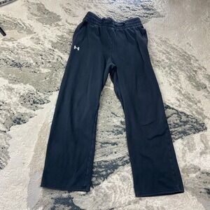 Under Armour Baggy Sweatpants Small Black Fleece Lined Drawstring Flat Front